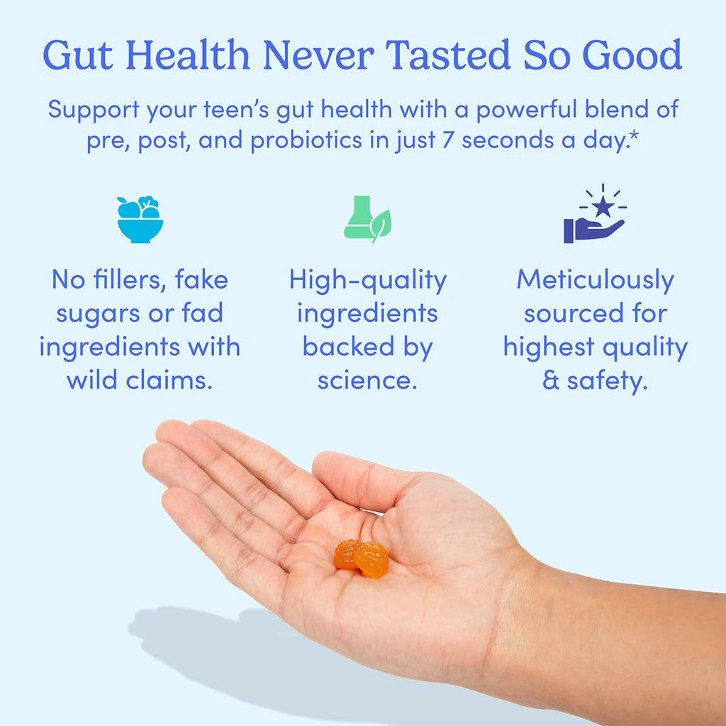 FIRST DAY Teens’ Gut Sustainer Gummies – 3-in-1 Prebiotic, Probiotic & Postbiotic