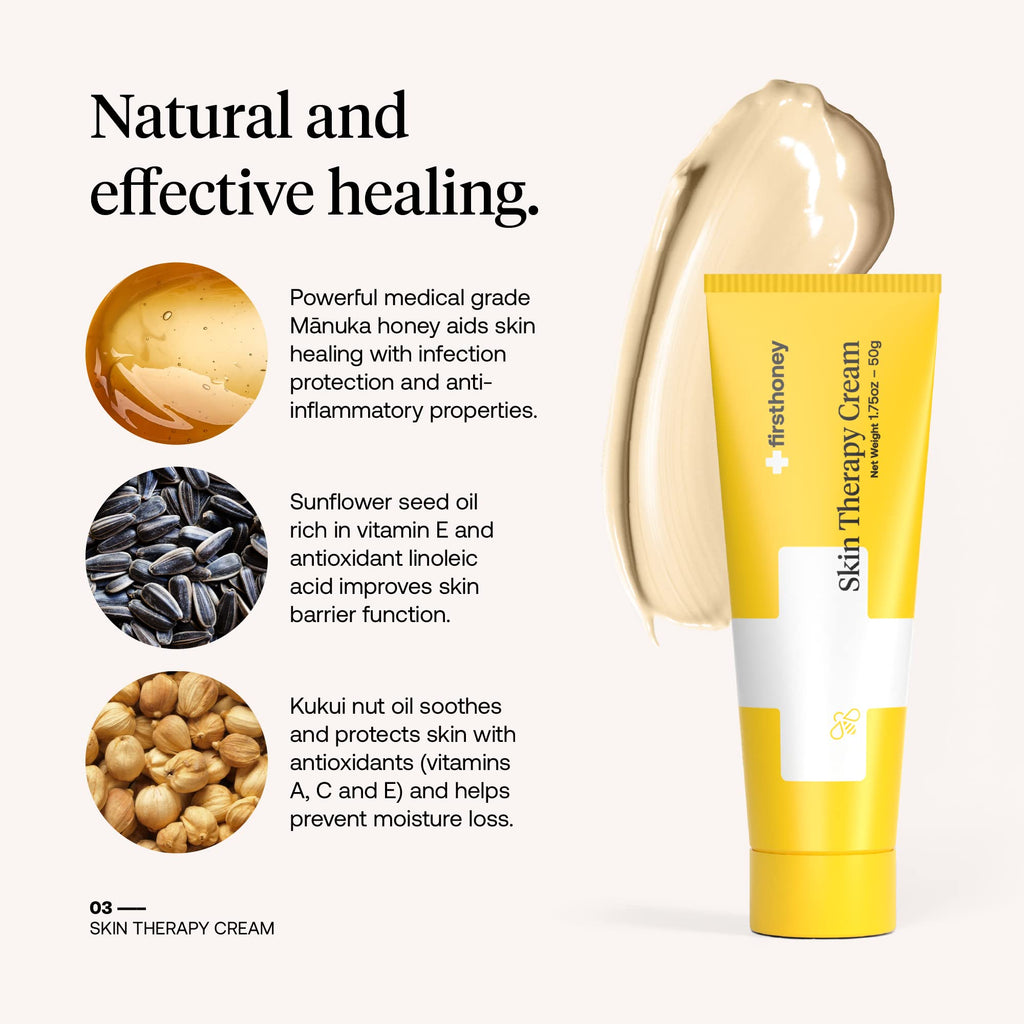 FIRST HONEY Manuka Honey Cream for Dry & Itchy Skin | Baby-Safe Natural Emollient | 1.75 oz