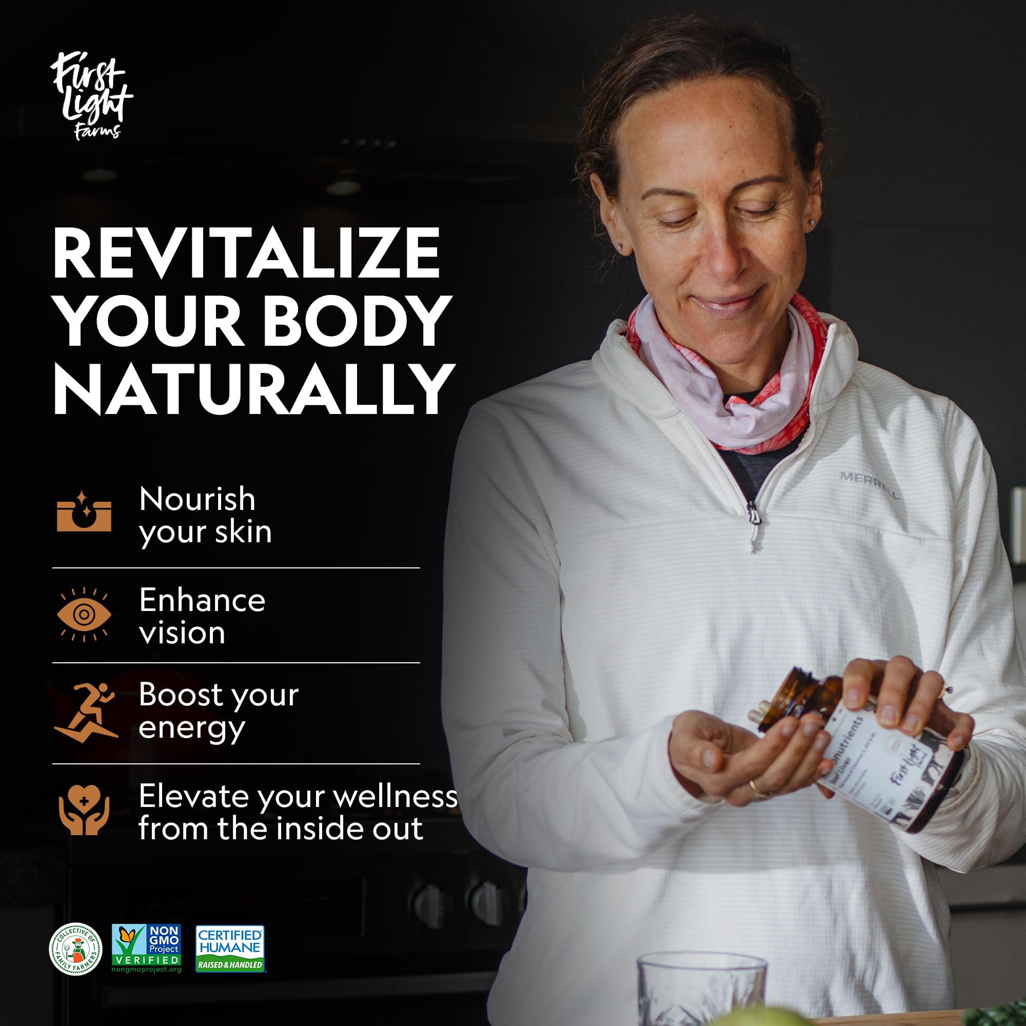 First Light Grass-Fed Beef Liver Capsules | Freeze-Dried Wagyu Liver, 180 Capsules