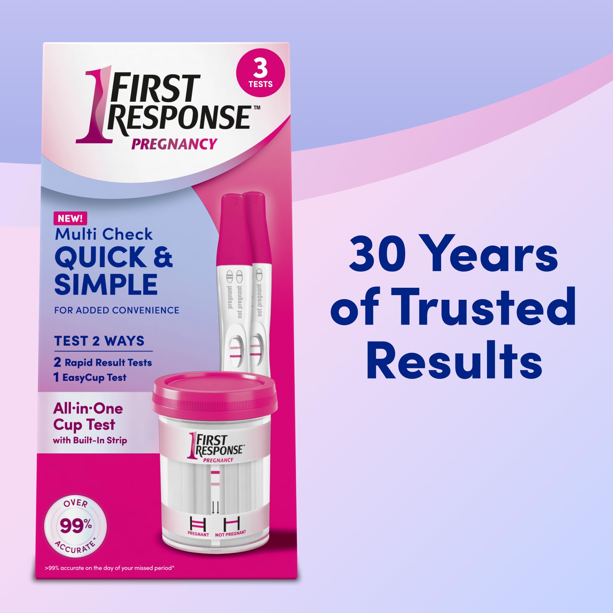First Response Multi Check Quick & Simple Pregnancy Test Kit – 1 EasyCup & 2 Rapid Result Tests