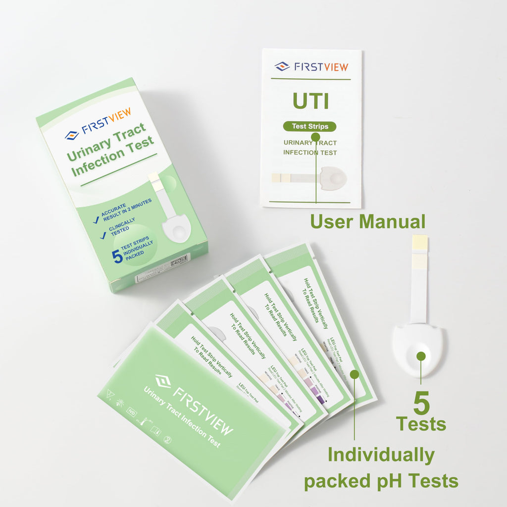 FIRSTVIEW UTI Test Strips – Leukocytes & Nitrites, 2-Minute Results (5 Pcs)