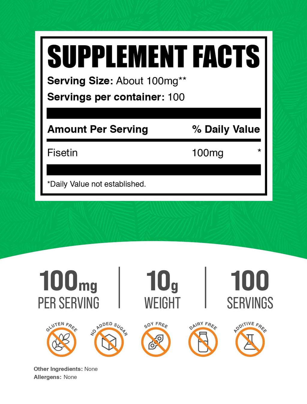BulkSupplements Fisetin Powder – 100mg per Serving, Gluten Free, 10g