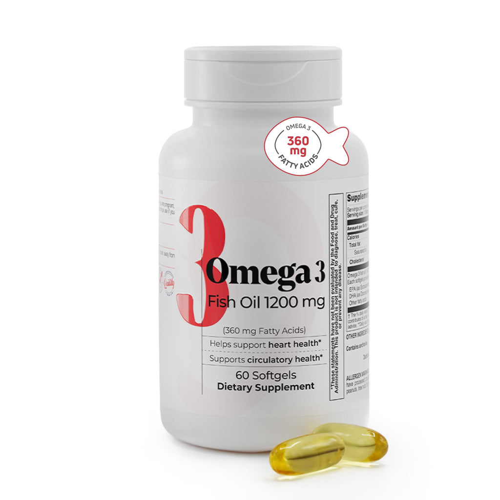 Fish Oil 1200 mg | 360 mg Omega-3s for Heart, Circulation & Brain Health – 60 Softgels