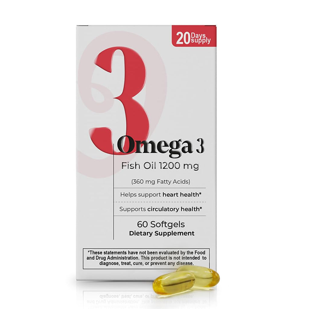 Fish Oil 1200 mg | 360 mg Omega-3s for Heart, Circulation & Brain Health – 60 Softgels