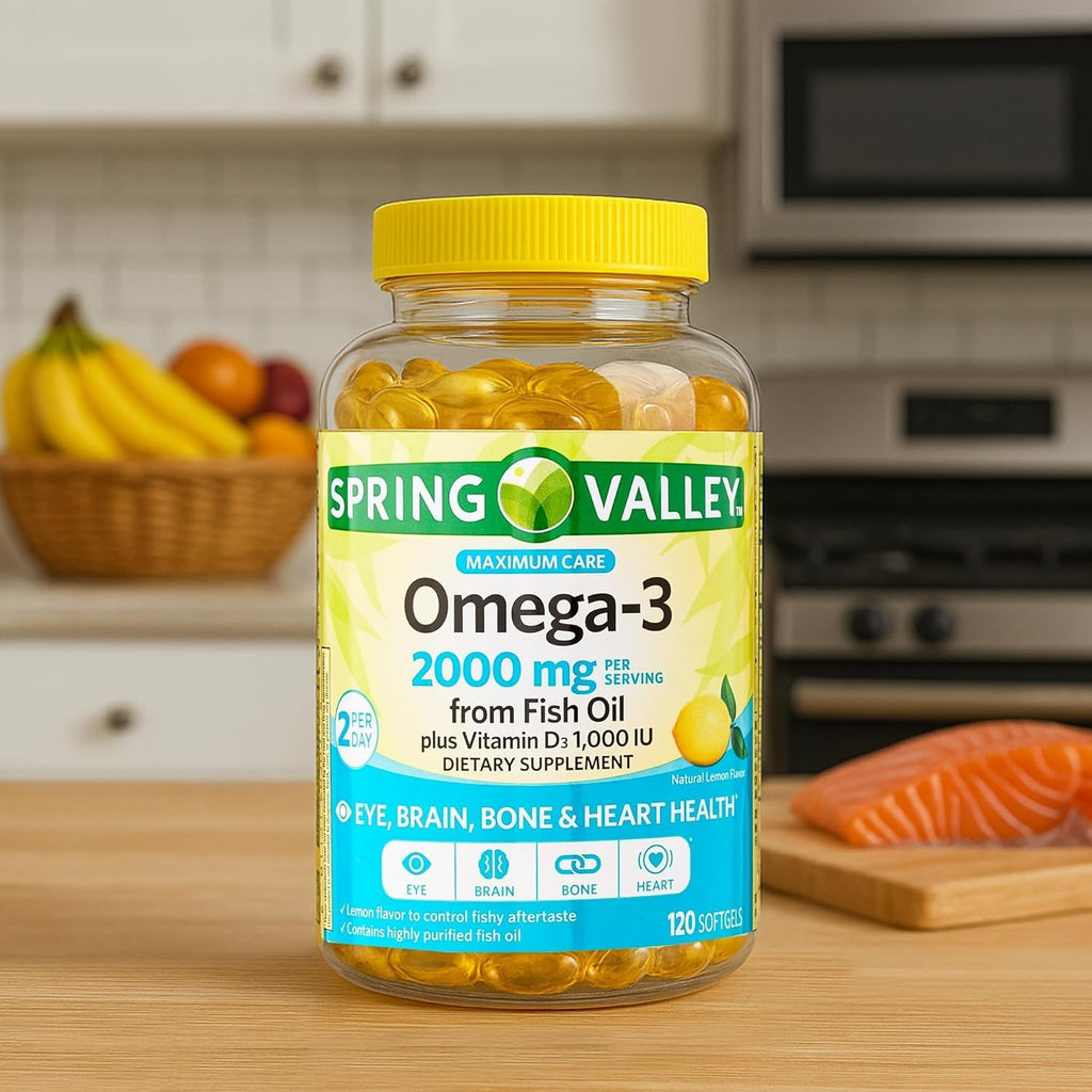 Spring Valley Omega-3 2000 mg + Vitamin D3 1000 IU – 120 Softgels