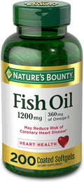 Nature's Bounty Fish Oil – 1200 mg, 200 Rapid Release Softgels | Omega-3, Heart Health
