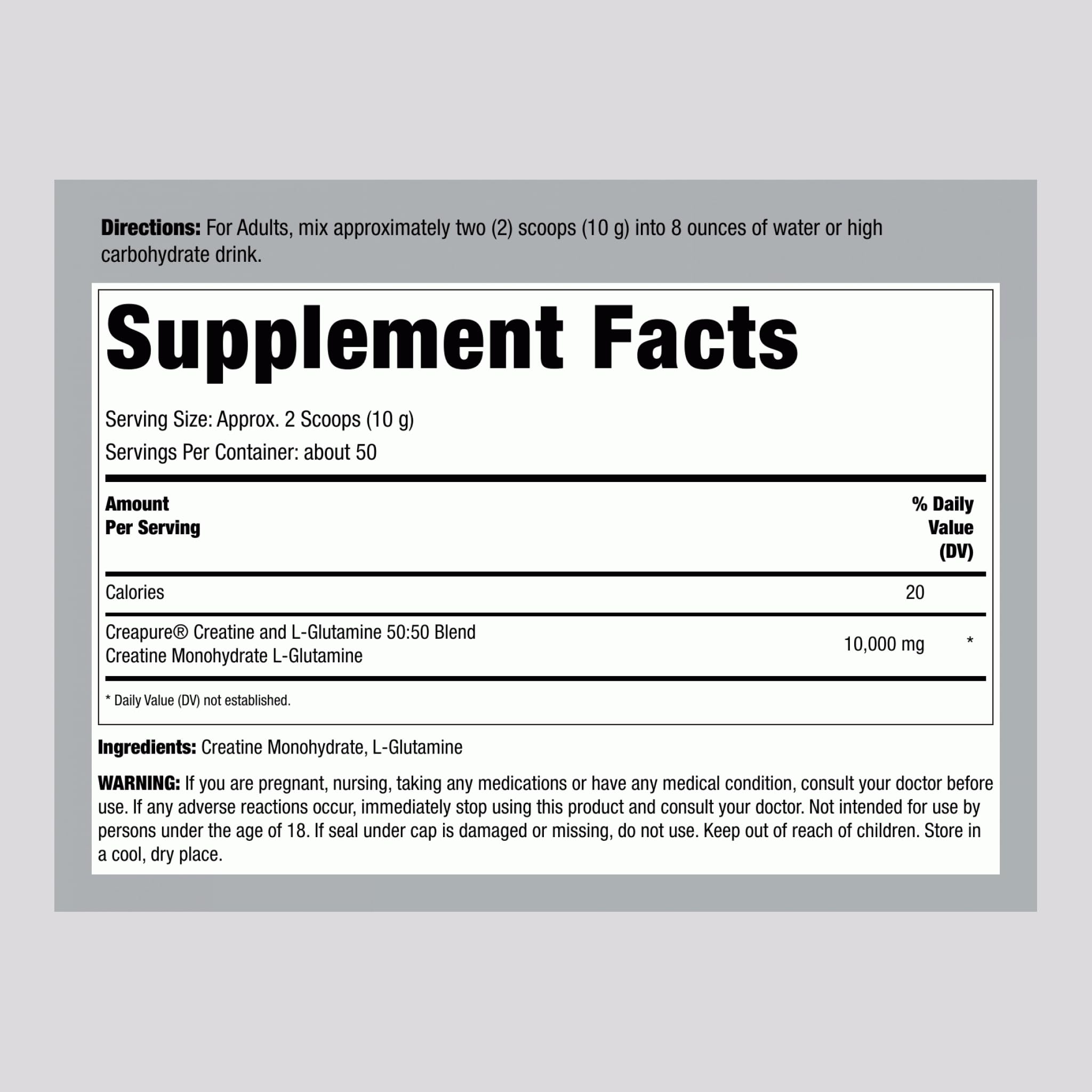Fitness Labs German Creatine & L-Glutamine | 1.1 lbs Monohydrate with Creapure | Vegan Pre-Workout Powder