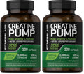Fitness Labs Creatine Monohydrate Capsules | 120 Powder Pills | 3000mg | German Creatine for Women and Men | Creapure Pump Supplement | Plus Nitric Oxide Precursor | HPLC Tested | Non-GMO (Pack of 2)
