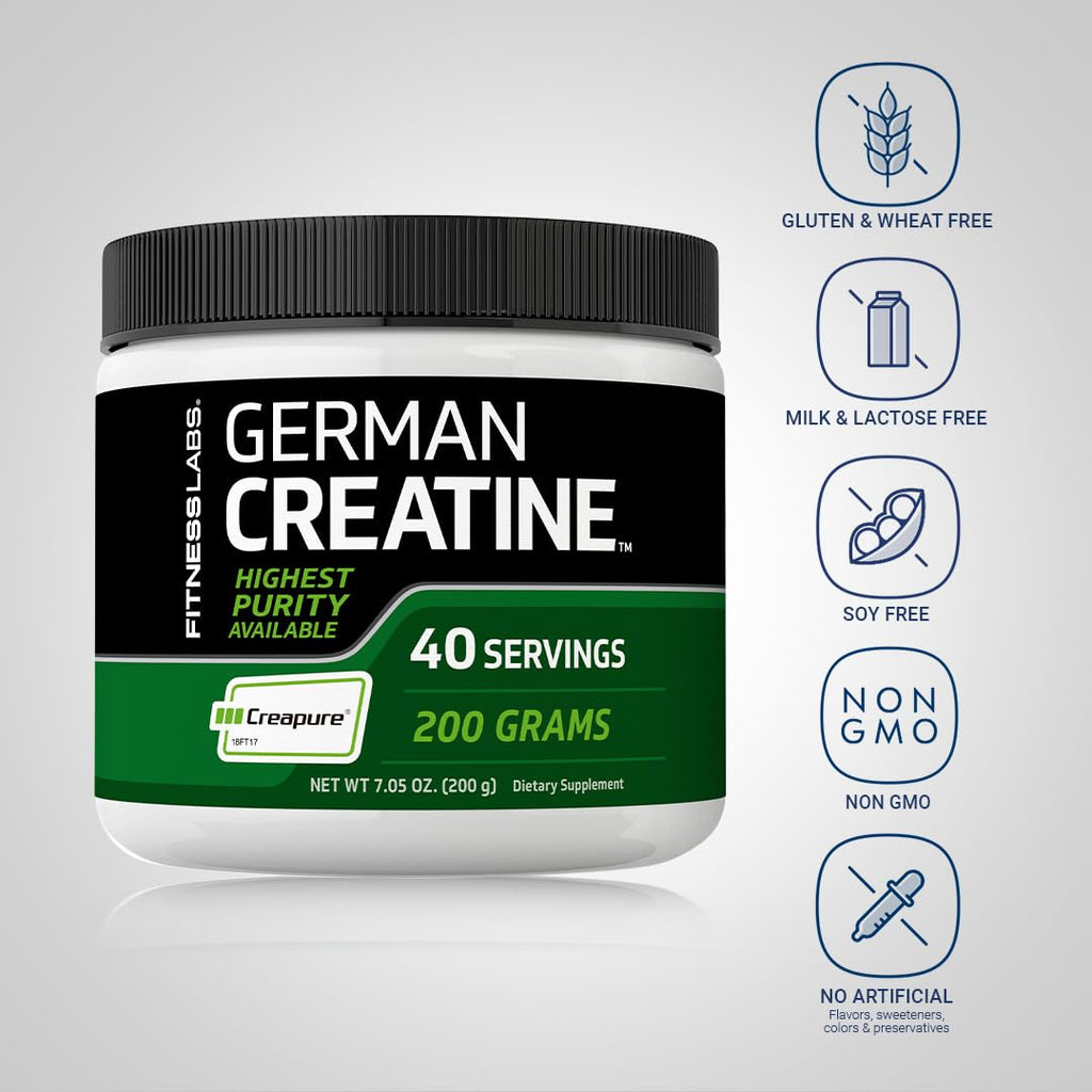 Fitness Labs German Creatine Powder – Creapure Monohydrate, 7.05 oz, Pack of 2