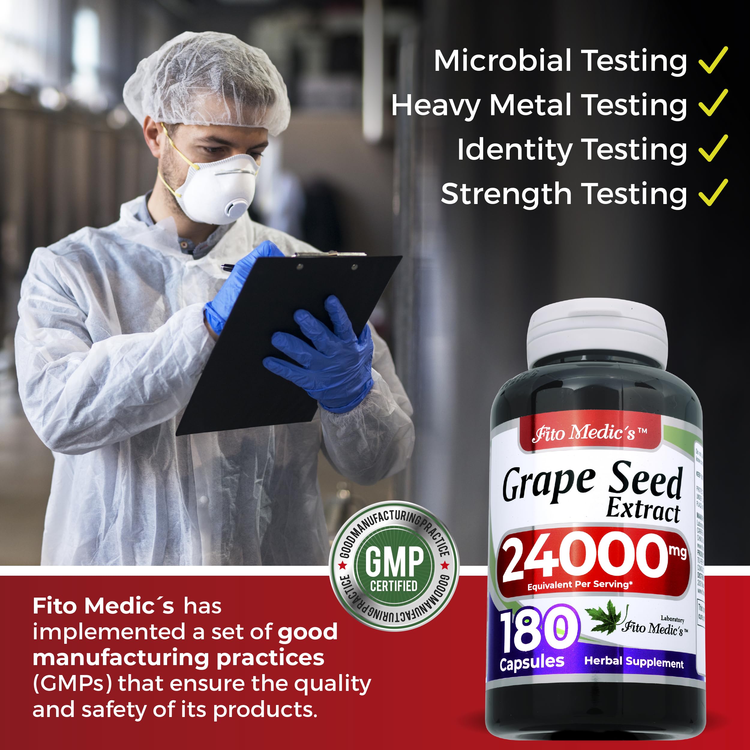 FITO MEDIC'S Lab | Grape Seed Extract - 180 Capsules | Ultra High Absorption