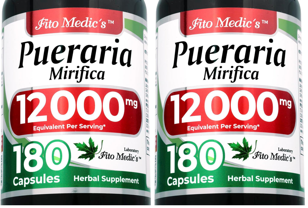 FITO MEDIC'S Lab Pueraria Mirifica Capsules - 180 Count | 12000 mg per Serving | Ultra High Absorption | Pack of 2 | Supplement for Women