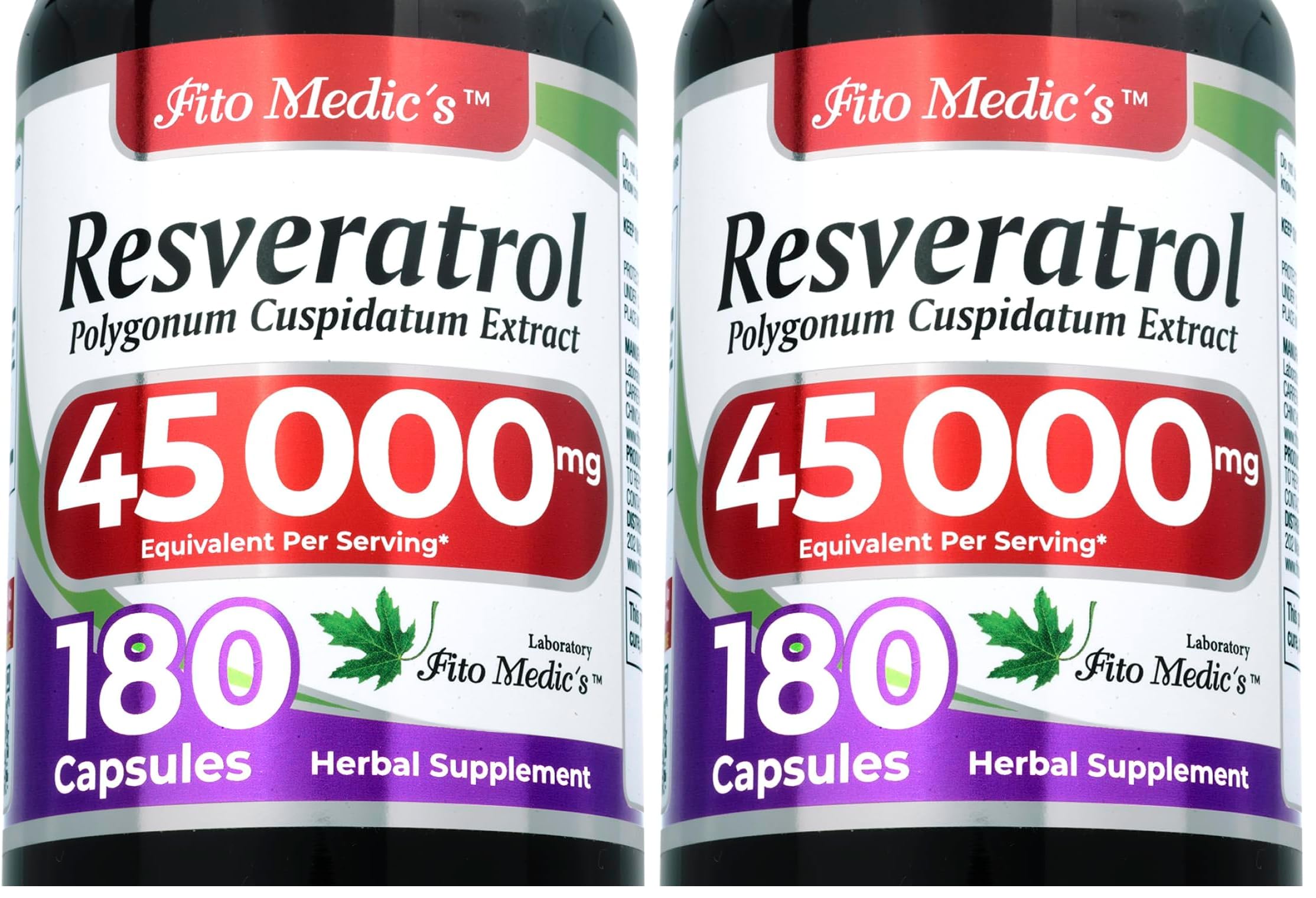 FITO MEDIC'S Lab Resveratrol 450 mg – 180 Count (Pack of 2) | 100:1 Extract
