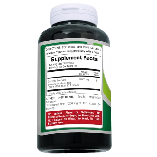FITO MEDIC'S Lab Soursop Graviola 12000 mg Concentrate Extract - Ultra High Absorption (Pack of 2) | 180 Capsules