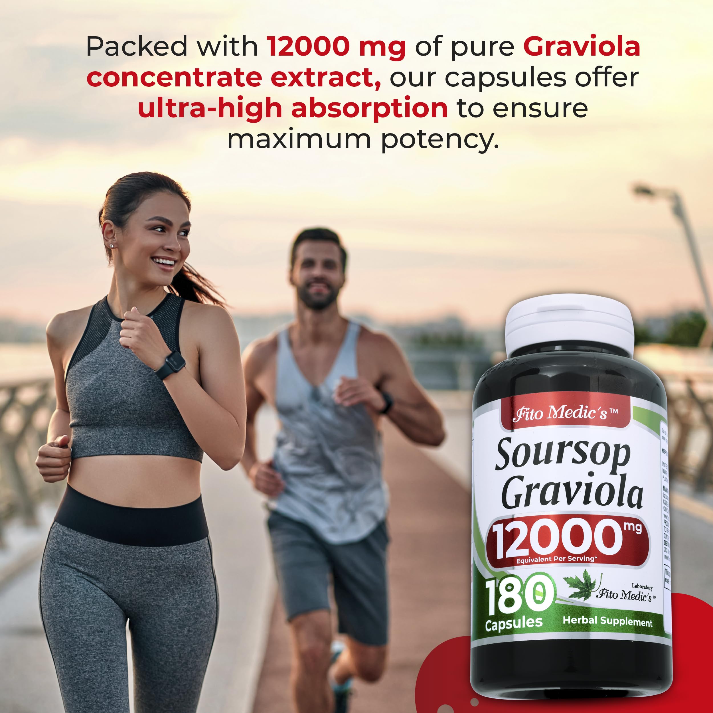 FITO MEDIC'S Lab Soursop Graviola 12000 mg Concentrate Extract - Ultra High Absorption (Pack of 2) | 180 Capsules
