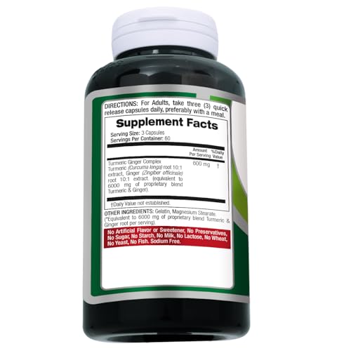 FITO MEDIC'S Lab | Turmeric and Ginger Supplement | 6000 mg | 180 Caps | Ultra high Absorption, s. (Pack of 2)