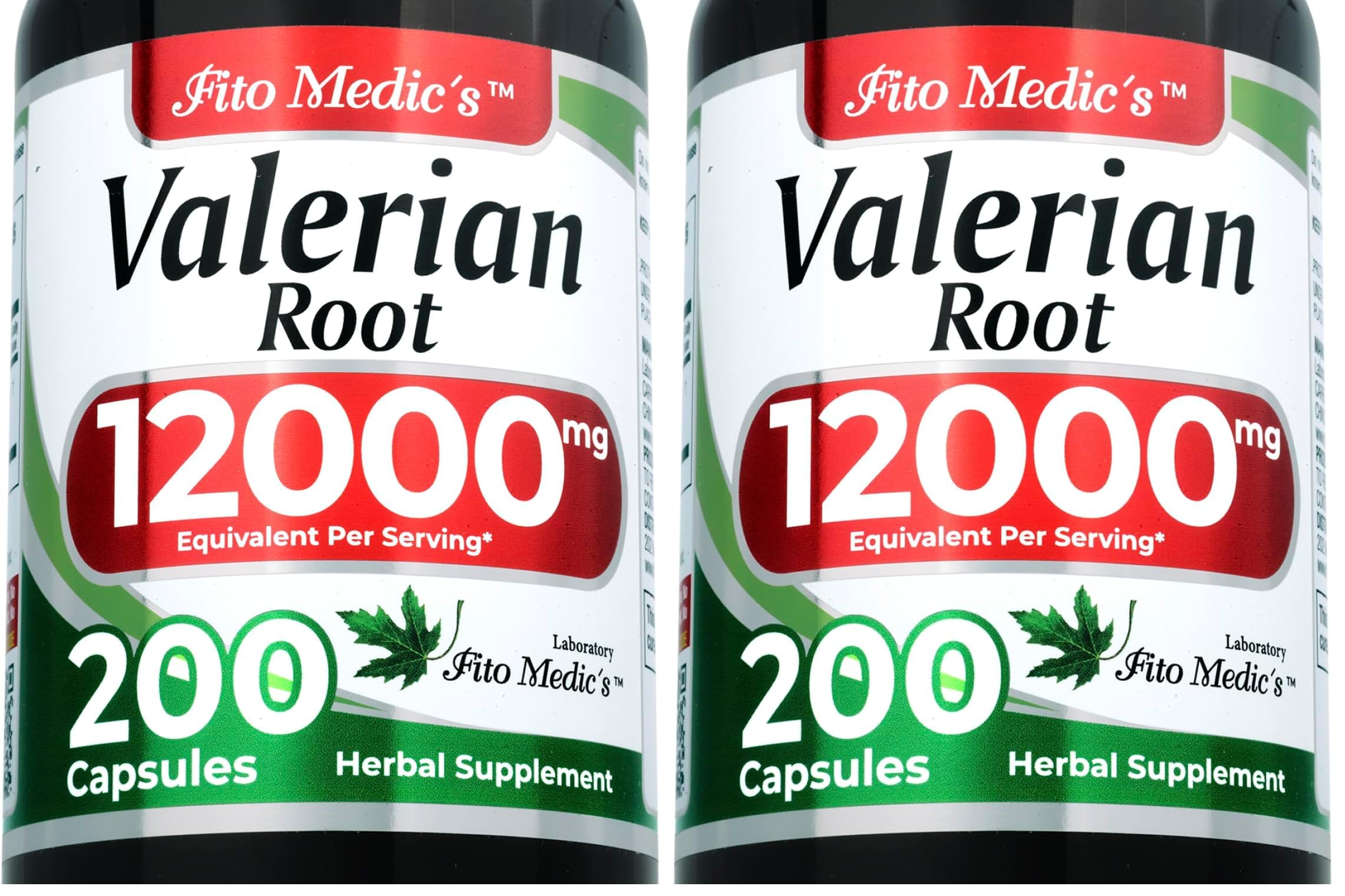 FITO MEDIC'S Lab Valerian Root Capsules – 200 Caps, 12000 mg (Pack of 2)