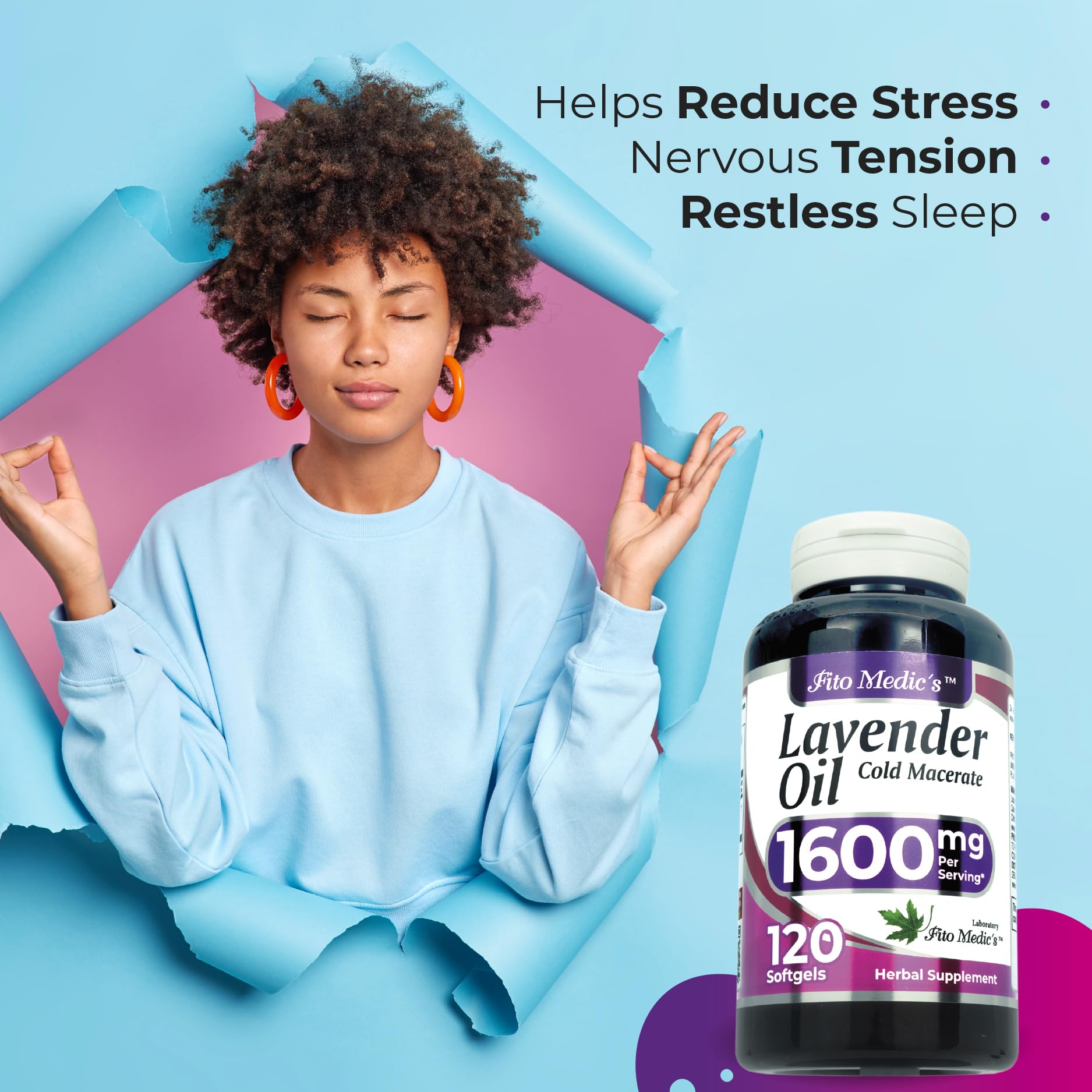 FITO MEDIC'S Lab | Lavender Pills |120 Soft gels | 1600 mg | Better Absorption | Lavender Extract | Lavanda Oil