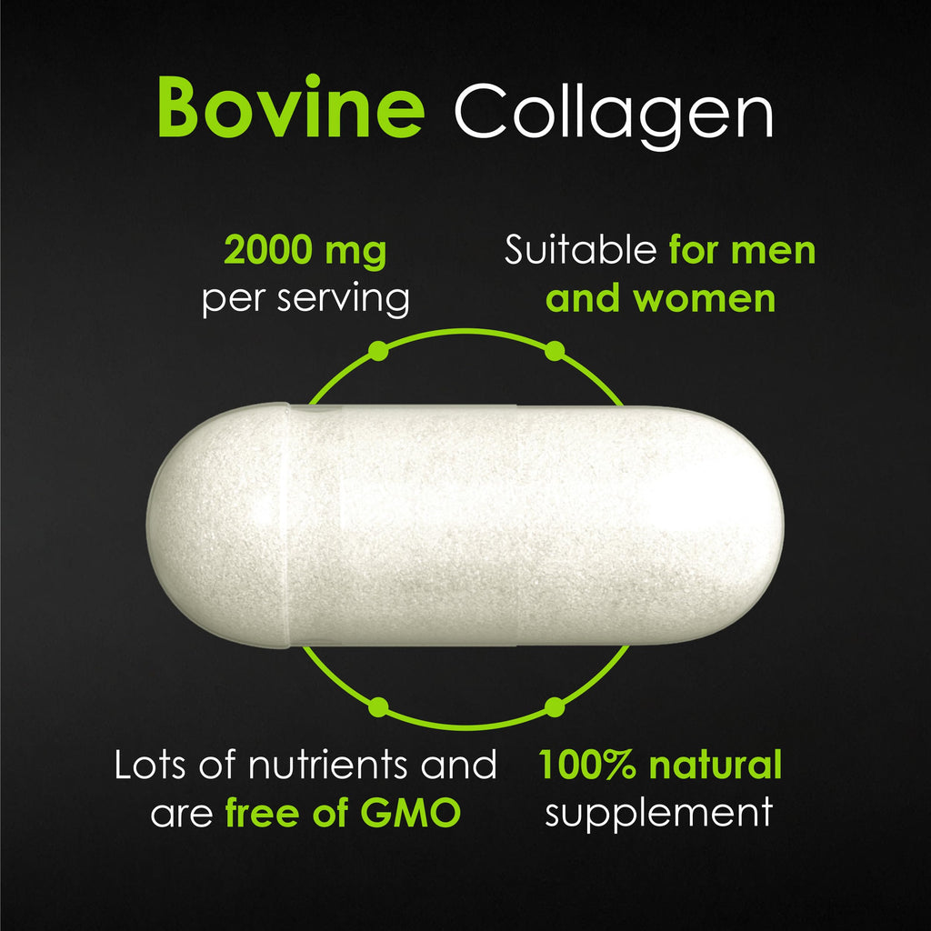FitoHerbs Vegan Bovine Collagen Capsules – 2000 mg per Serving, Grass-Fed & Non-GMO, 120 Capsules