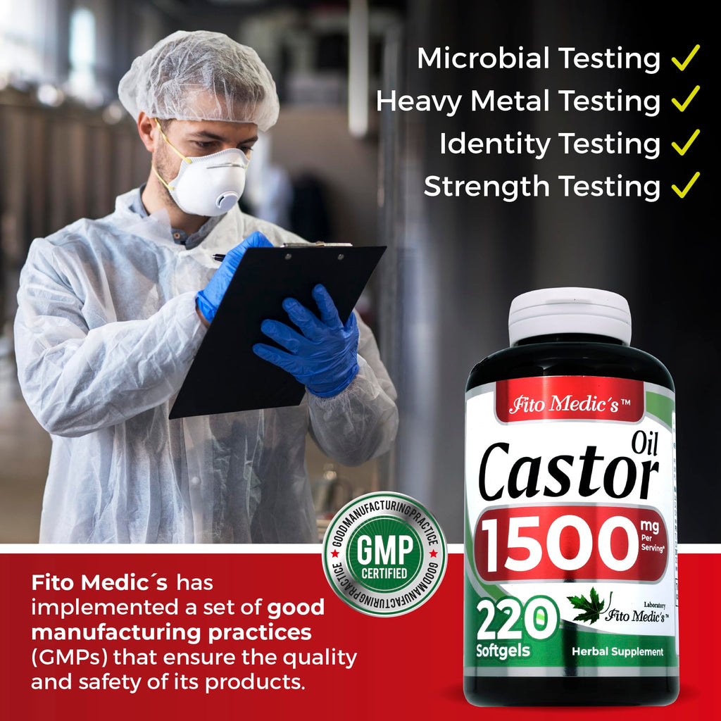 FITO MEDIC'S Lab Castor Oil Pills | 220 Softgels 1500 mg | Castor Oil Softgels Ultra High Absorption (Pack of 2)