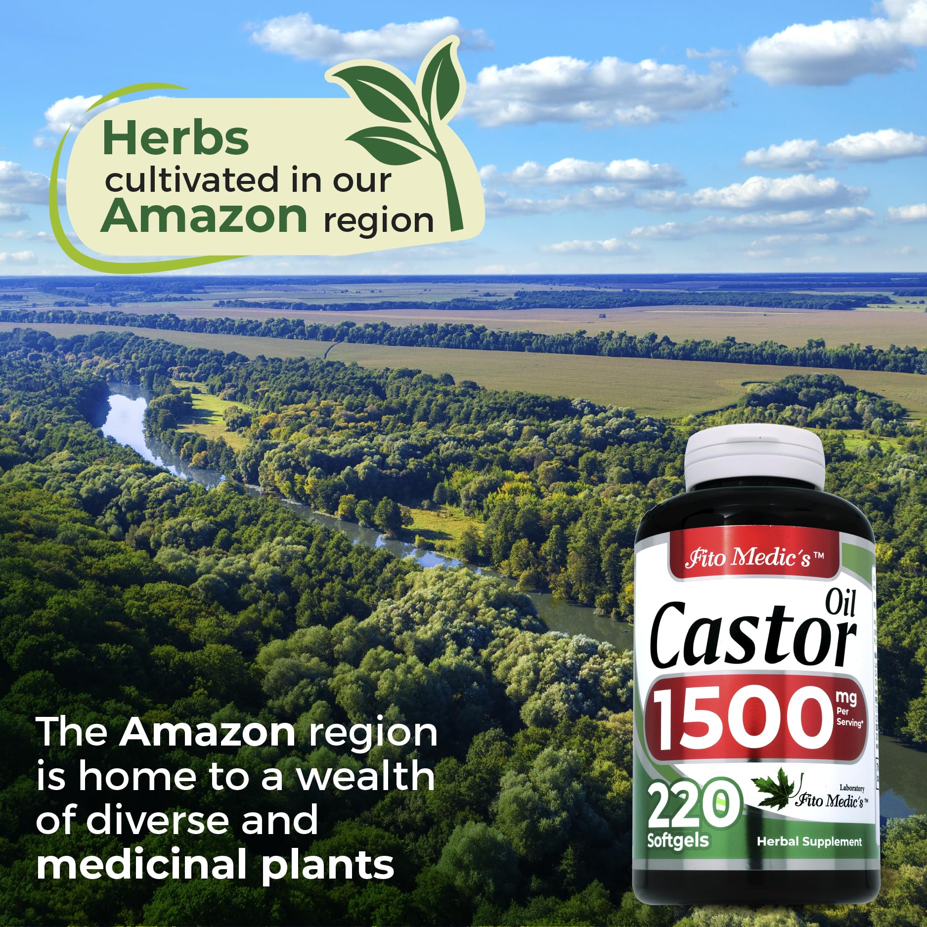 FITO MEDIC'S Lab Castor Oil Pills | 220 Softgels 1500 mg | Castor Oil Softgels Ultra High Absorption (Pack of 2)