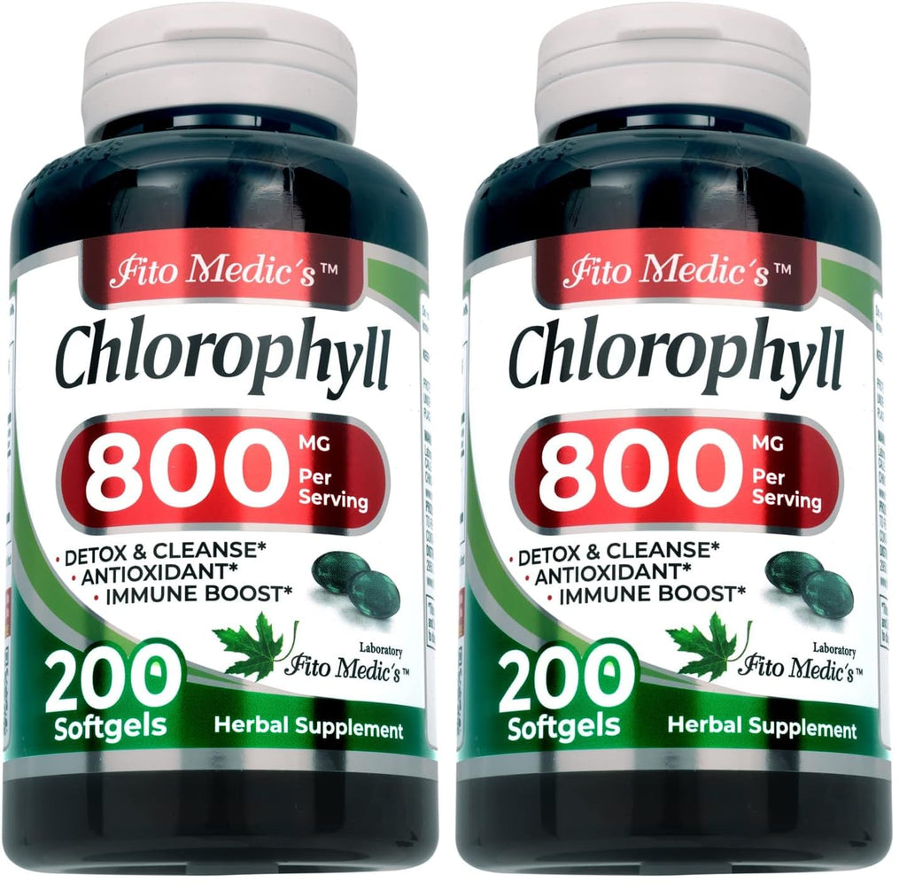 FITO MEDIC'S Lab Chlorophyll 800 mg per Serving - 200 Softgels (Pack of 2)