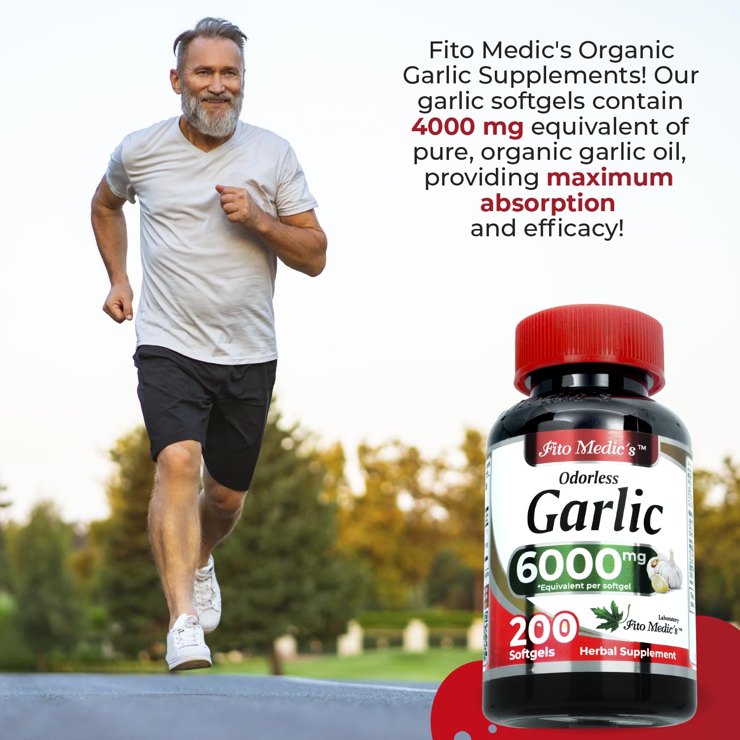 FITO MEDIC'S Lab | Garlic Supplements | Garlic Pills | Odorless Garlic | 200 Softgels