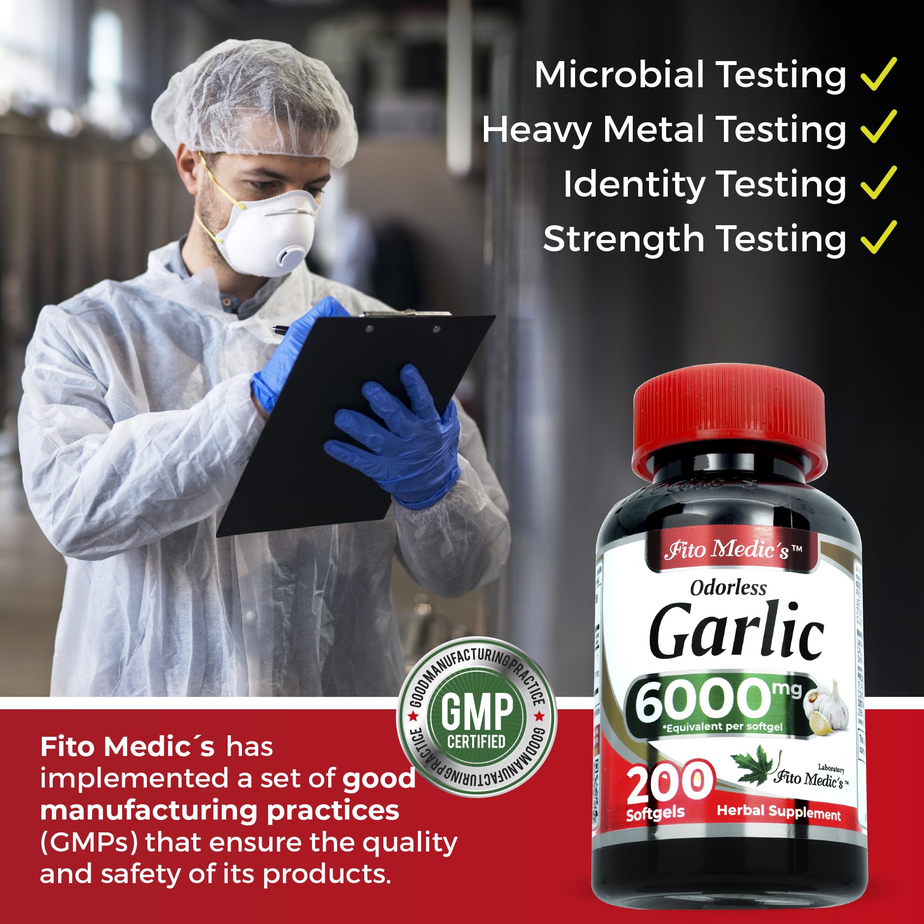 FITO MEDIC'S Lab | Garlic Supplements | Garlic Pills | Odorless Garlic | 200 Softgels