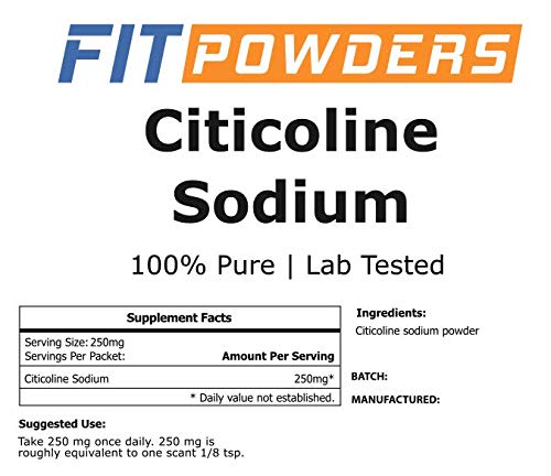 FitPowders Citicoline Powder – CDP Choline Sodium, 100g with Scoop | Pure, Non-GMO