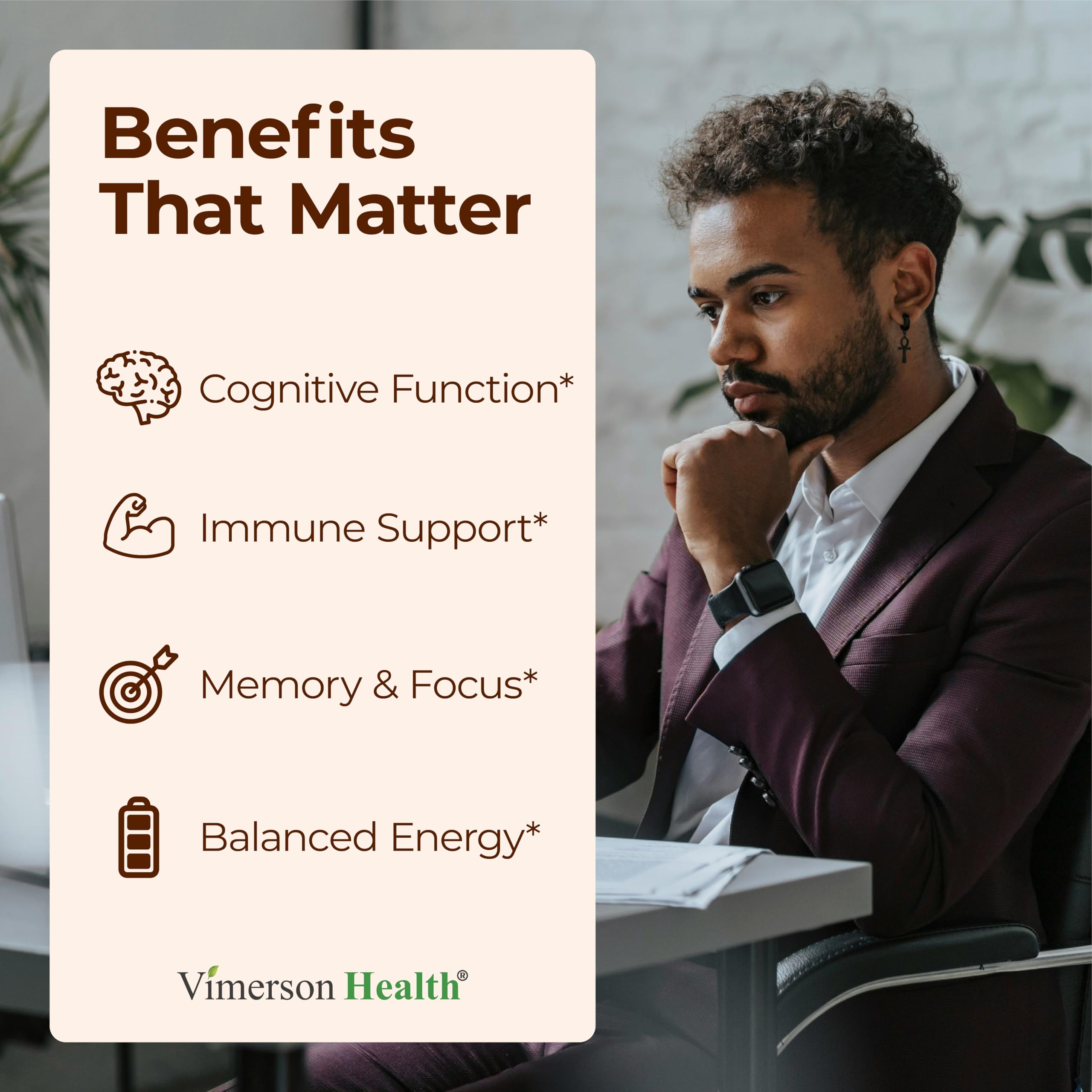 Lions Mane Capsule Supplement - Focus, Mood & Immune Support (60 Vegan Capsules) - Non-GMO