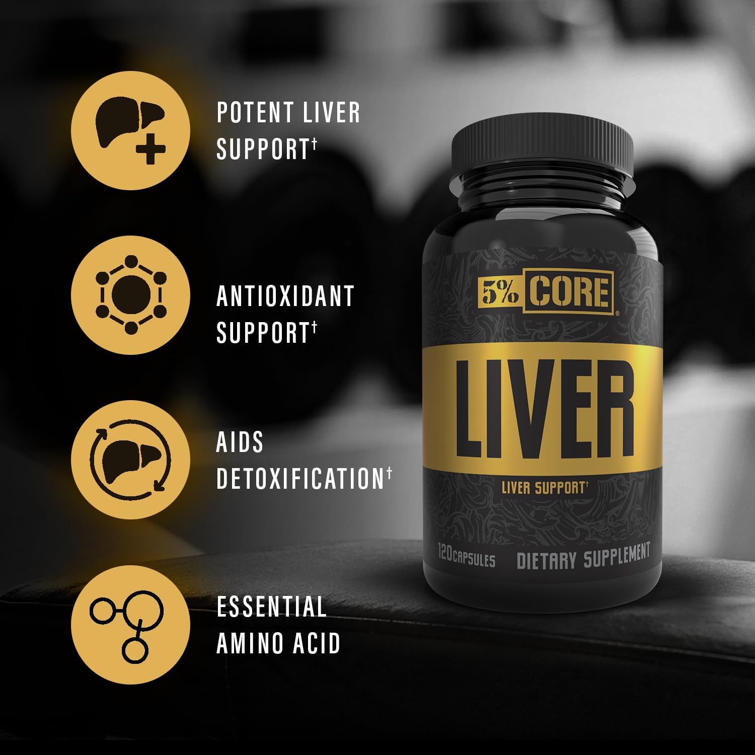 5% Core Liver Support | NAC 1000mg, Milk Thistle 750mg, L-Glutathione 300mg | Liver Cleanse Detox & Repair Supplement (30 Capsules)