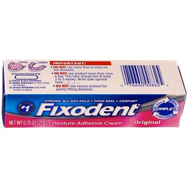 Fixodent Denture Adhesive Cream Original Multi 0.75 oz Pack of 4
