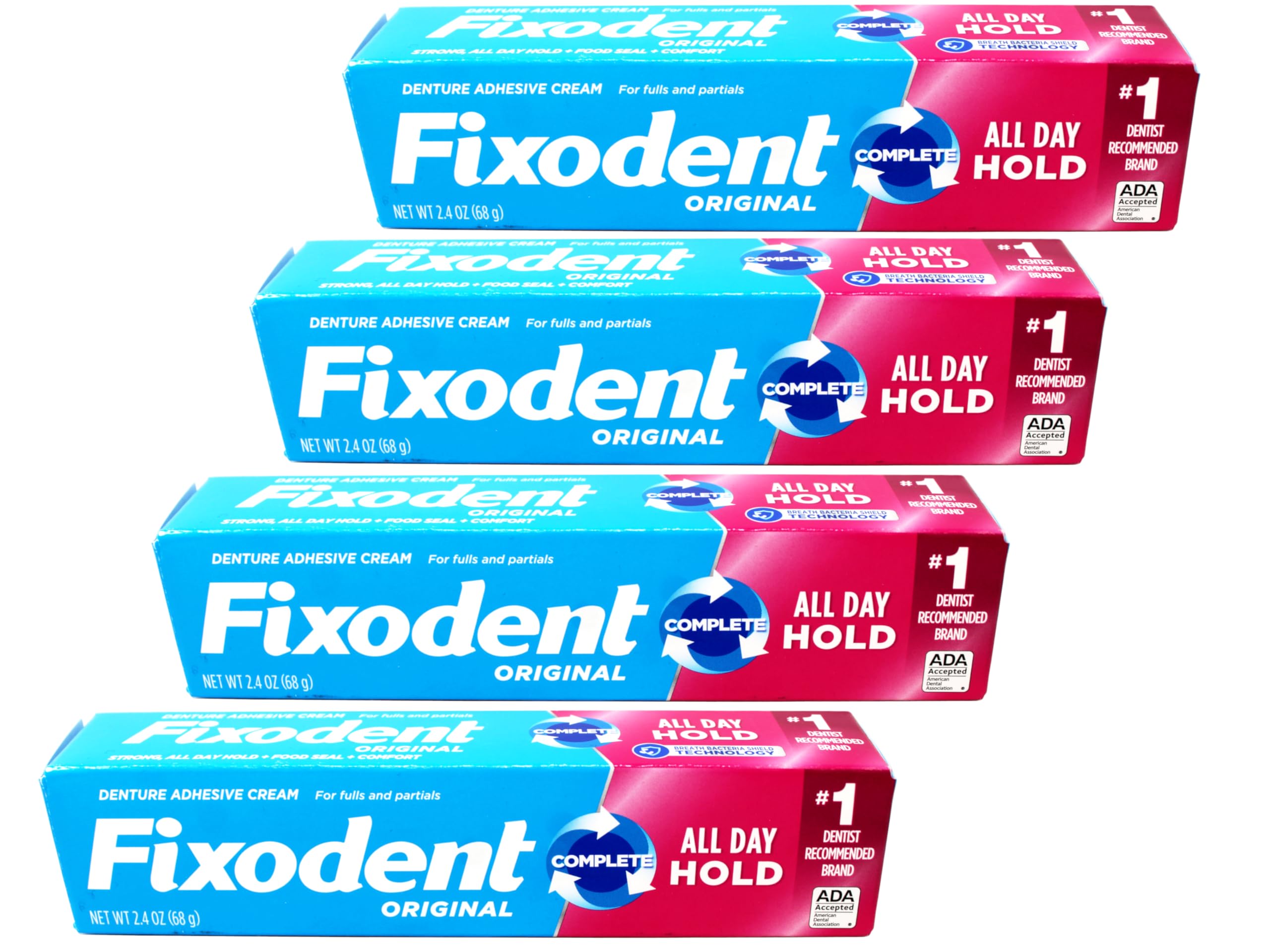 Fixodent Original Denture Adhesive Cream 2.4 oz - 4 Pack | Mint