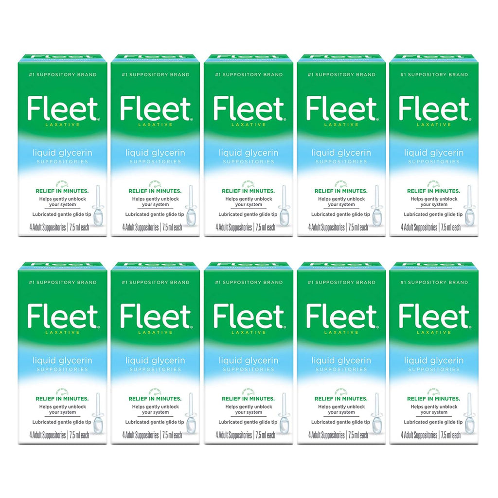 Fleet Liquid Glycerin Suppositories, 4 Count (Pack of 10)