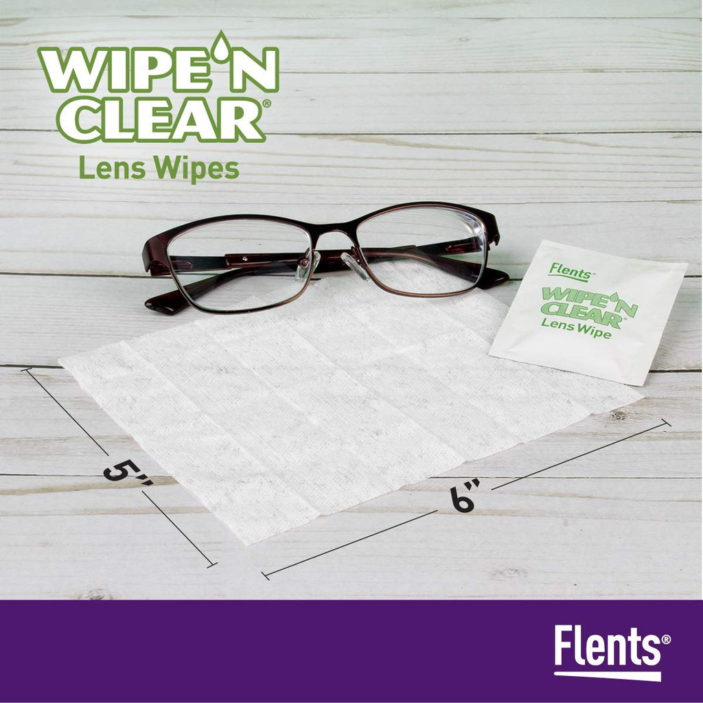 Flents Wipe 'N Clear Lens Cleaning Wipes – 300 Count, 4 Boxes, Pre-Moistened, Fast Drying, Anti-Streak | Made in USA