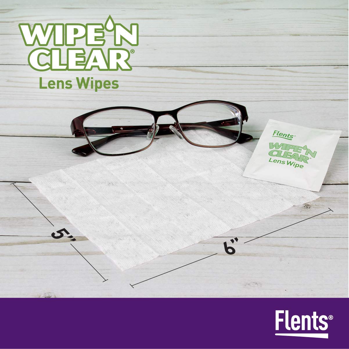 Flents Wipe 'N Clear Lens Cleaning Wipes – 300 Count, 4 Boxes, Pre-Moistened, Fast Drying, Anti-Streak | Made in USA