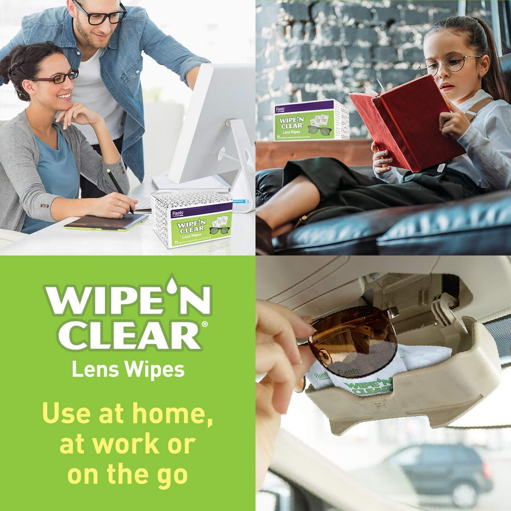 Flents Lens Wipes – 150 Count, Pre-Moistened, Streak-Free, Made in USA