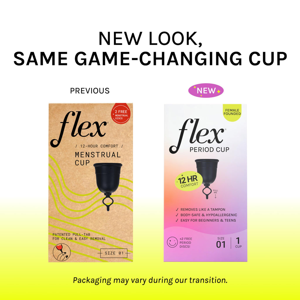 Flex Cup Starter Kit Slim Fit Size 01 | Reusable Menstrual Cup + 2 Discs | Pull-Tab Removal | HSA Eligible