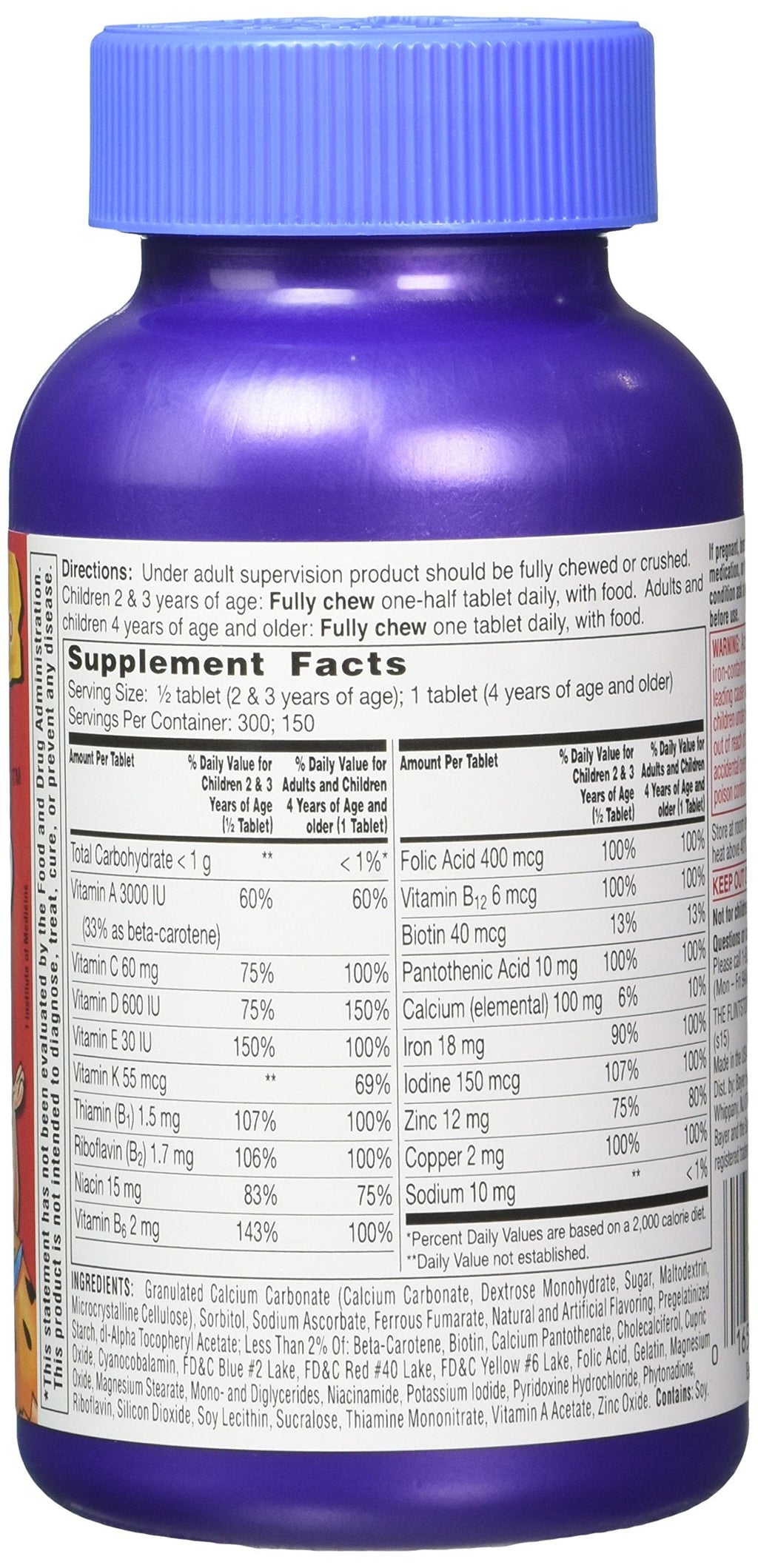 Flintstones Chewable Kids Multivitamins – 300ct Pack of 2 (Iron, Calcium, Vitamins C & D)