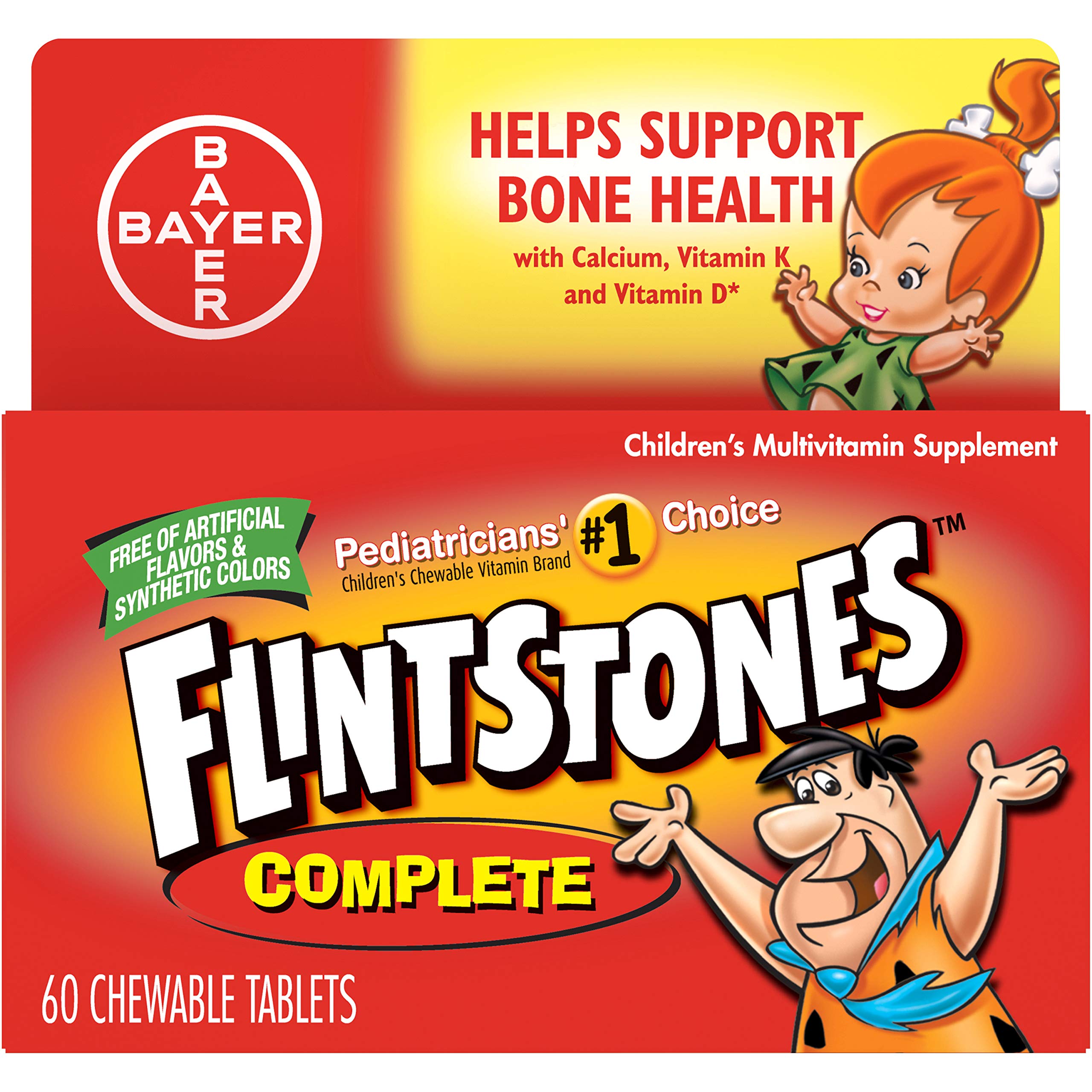 Flintstones Complete Multivitamin Chewables – 60 Count Per Bottle, Pack of 2 | Kids Vitamins