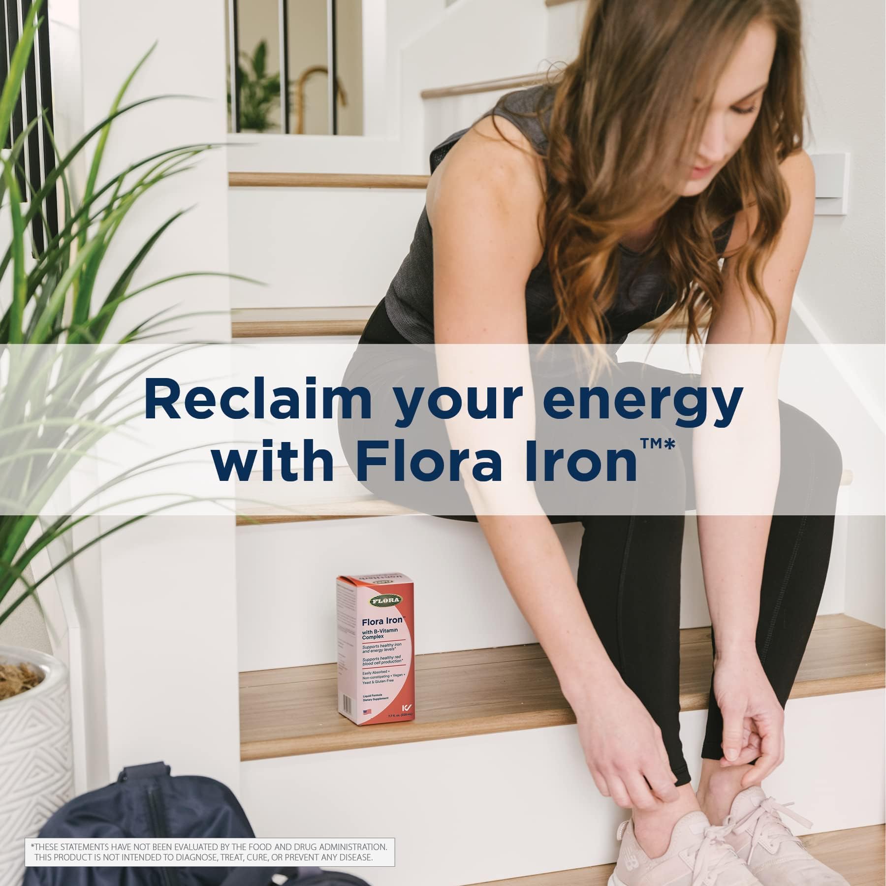 Flora Iron - Vegan Liquid Iron with B Vitamins | Red Blood Cell & Energy Support | Yeast-Free & Gluten-Free | 15 fl. oz. Glass Bottle