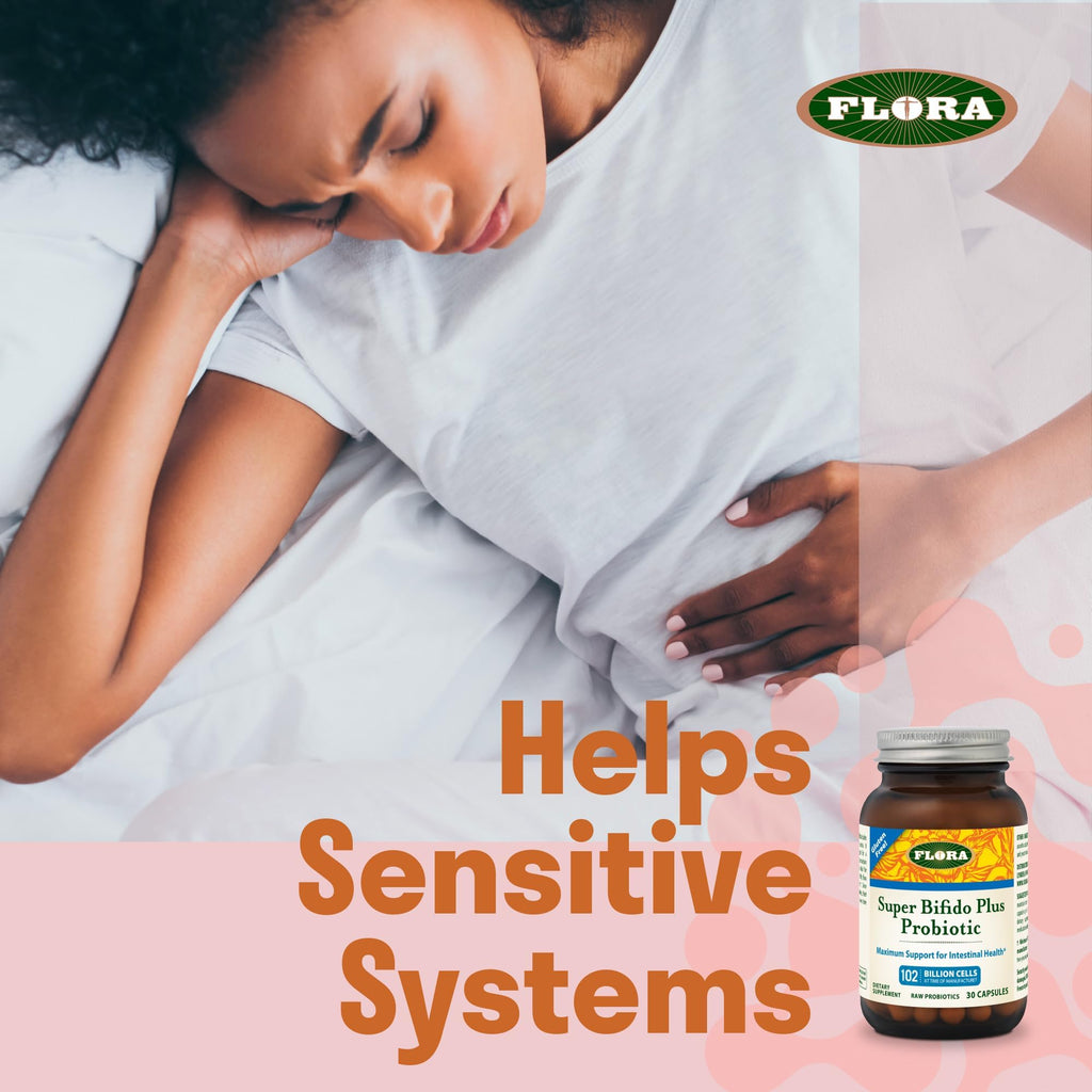 Flora Super Bifido Plus 102 Billion CFU | Raw Probiotics for Digestive Balance - 30 Veg Capsules