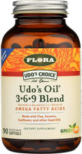 Flora Udo's Oil 3-6-9 Blend - Organic Coconut, Flax Seed Oil & More - 90 Vegetarian Softgels