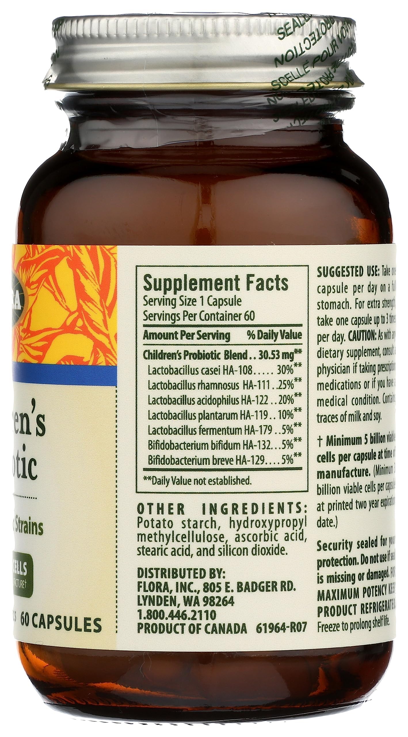 Flora Udo's Choice Children's Probiotic - 7 Strains, 5B CFU, Ages 5-15, 60 Capsules