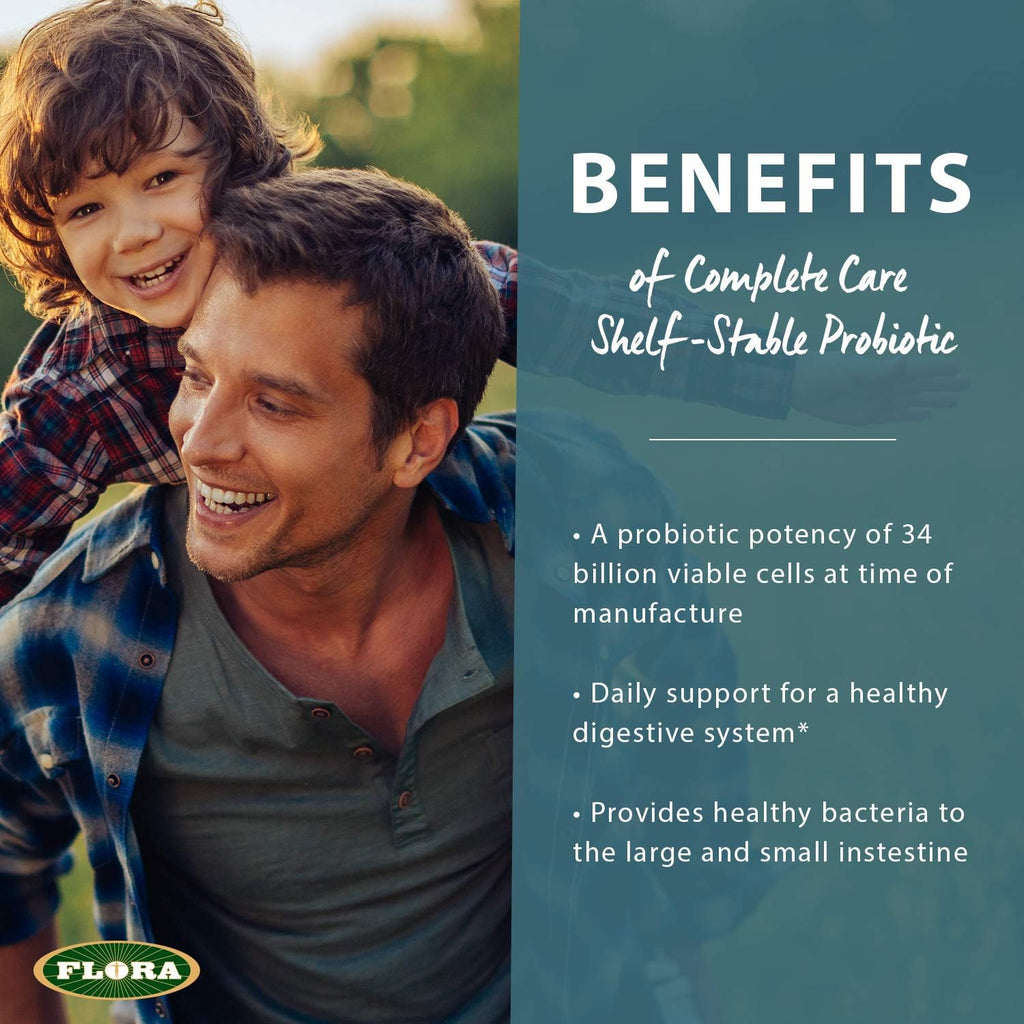 Flora Complete Care Probiotic 34B CFU – 6 Strains, Gluten-Free & Non-GMO | 30 Veg Capsules
