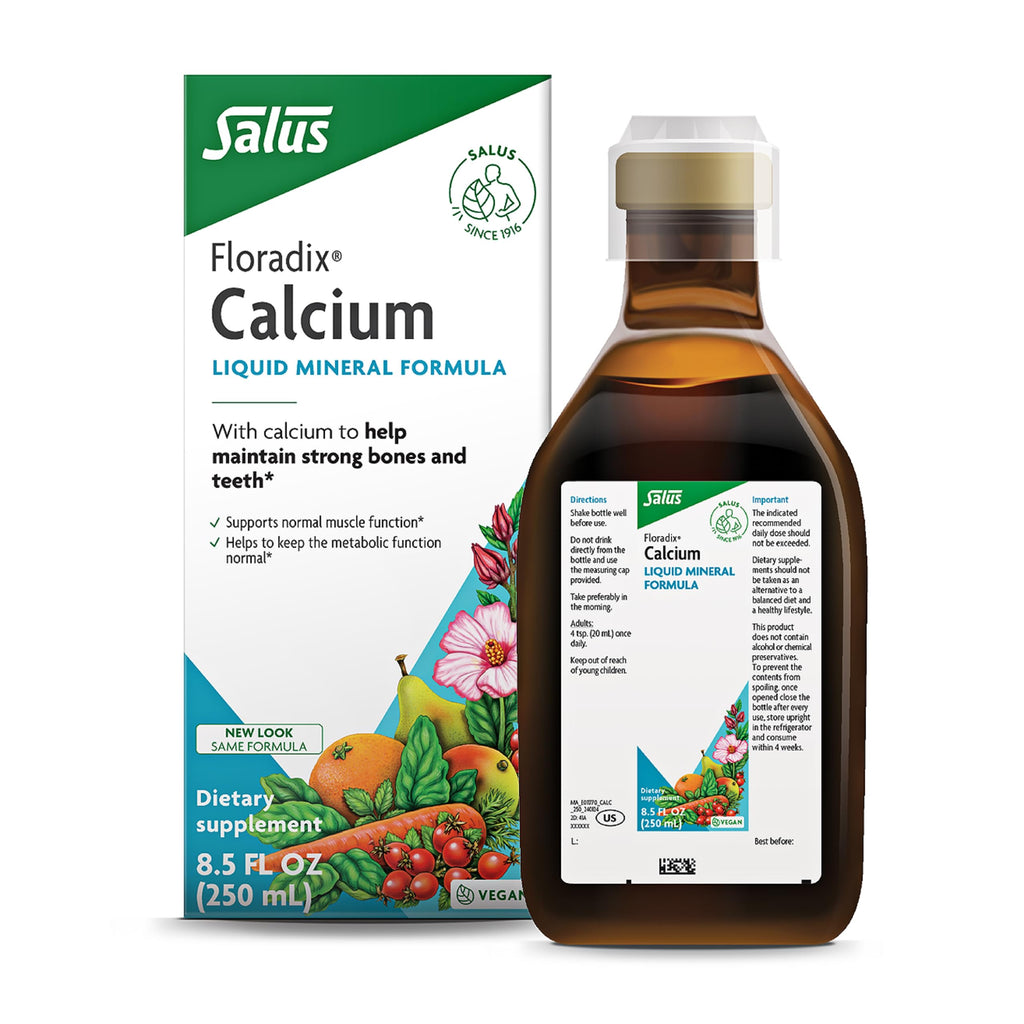 Floradix Calcium Liquid Supplement - 8.5 fl oz - Supports Strong Bones & Teeth - Vegan, Non-GMO