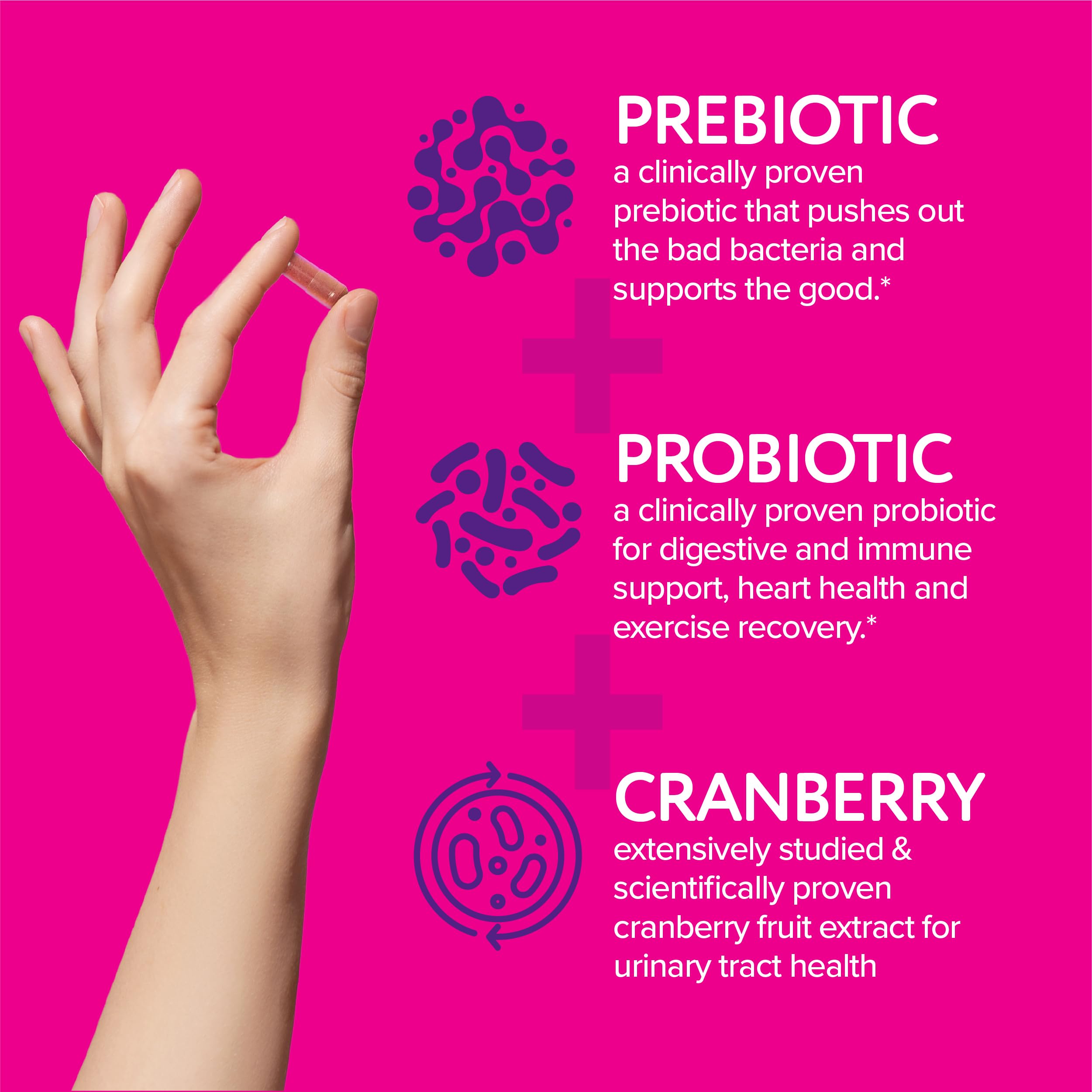Florajen Women's Triple-Action Probiotic – Prebiotic + Cranberry (30 Count) – Gluten-Free & Vegan