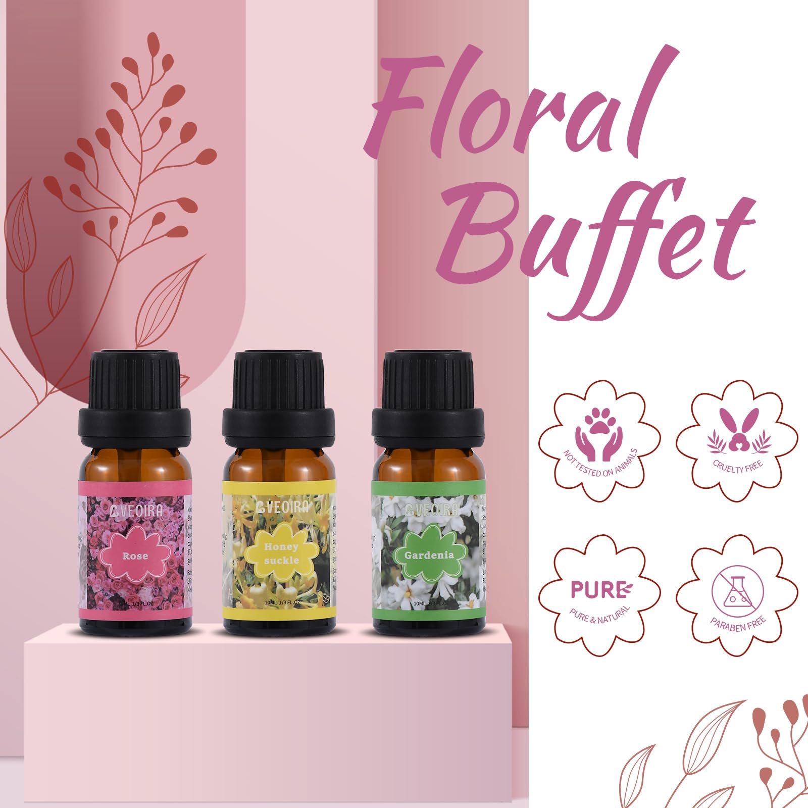 AVEOIRA Floral Fragrance Oils Set – 6x10ml Premium Essential Oils