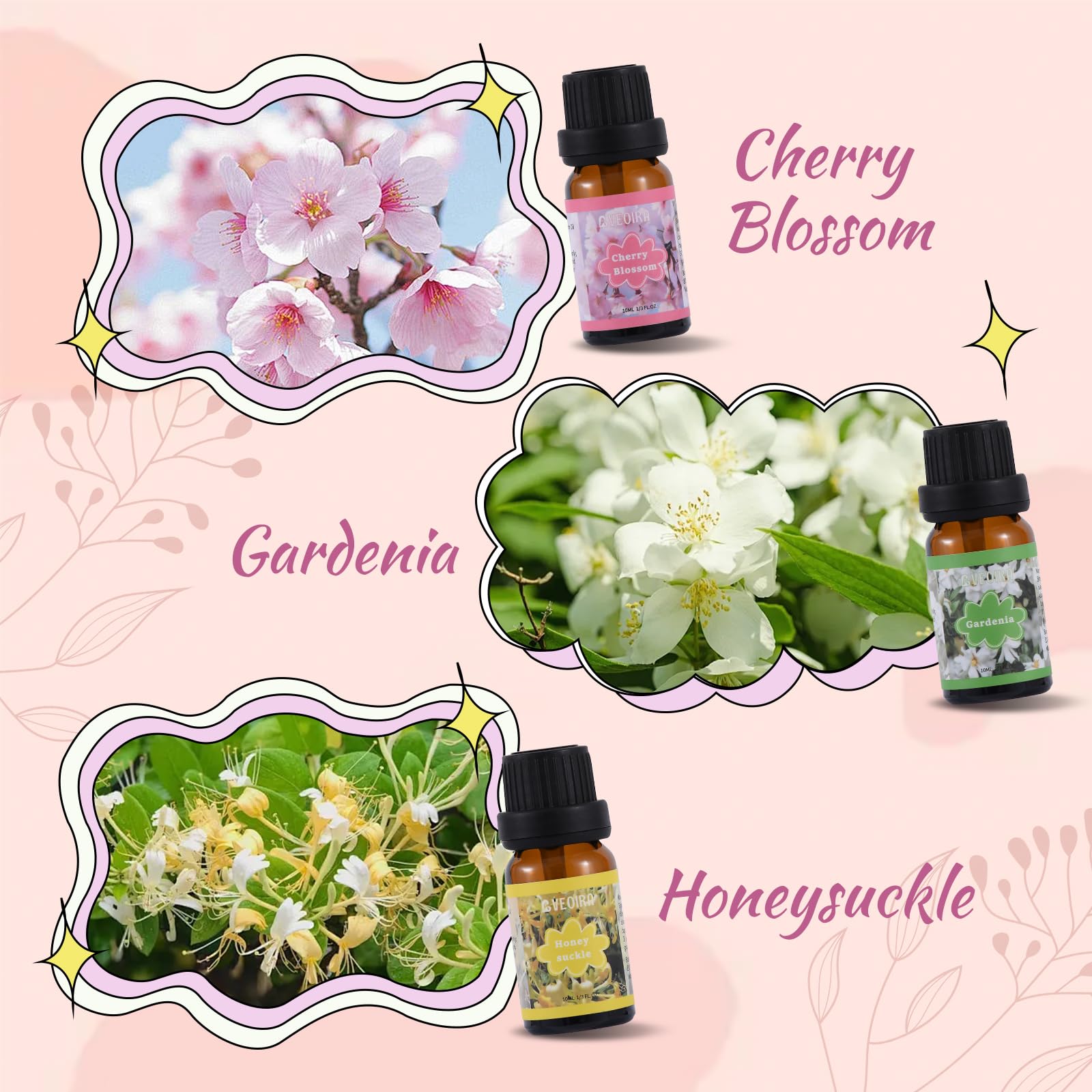 AVEOIRA Floral Fragrance Oils Set – 6x10ml Premium Essential Oils