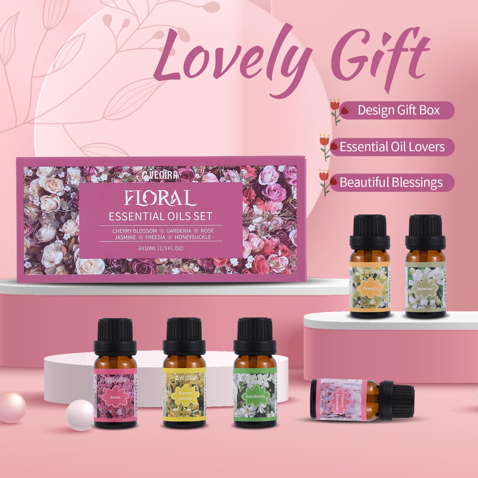 AVEOIRA Floral Fragrance Oils Set – 6x10ml Premium Essential Oils