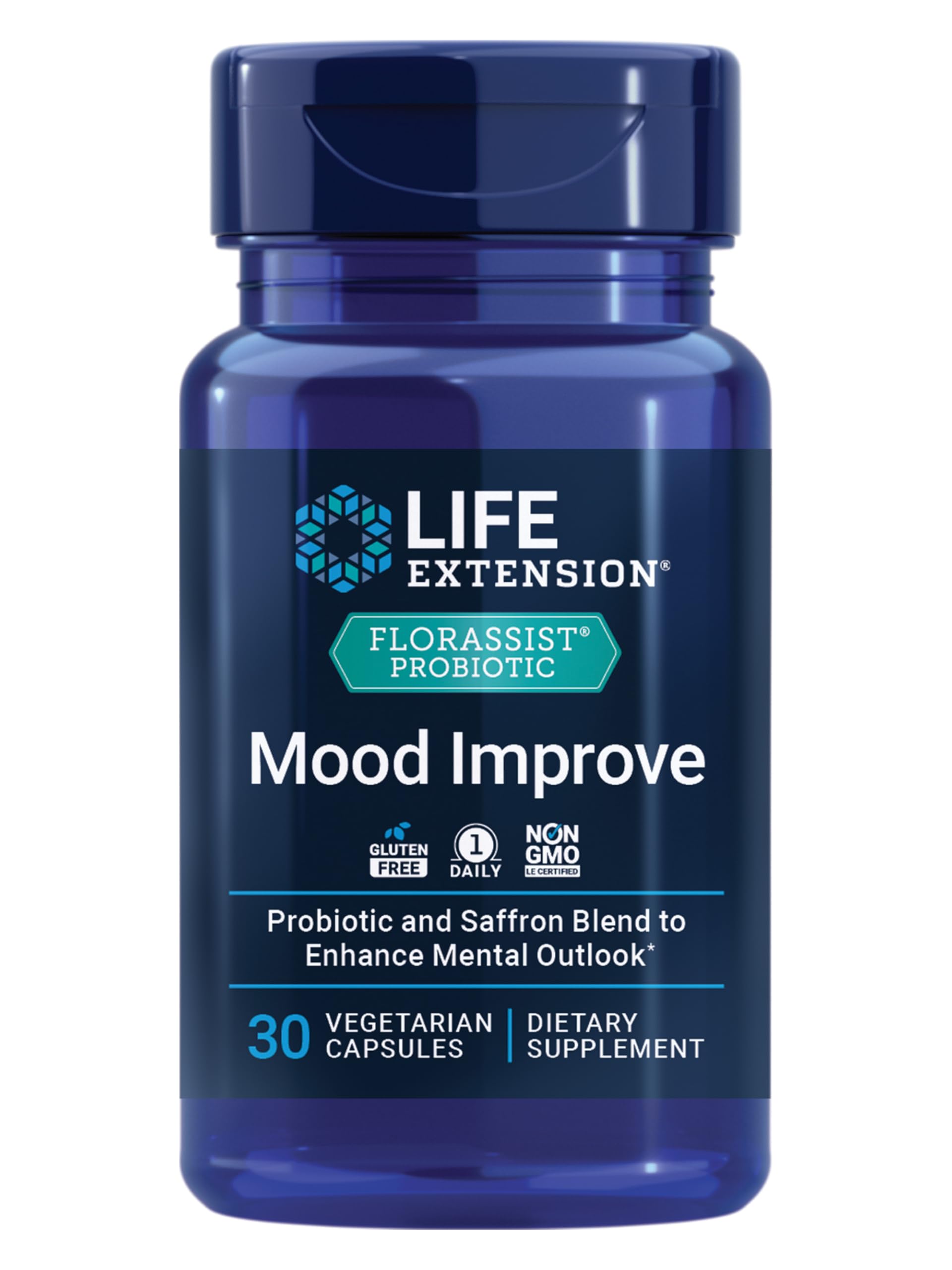 Life Extension FLORASSIST Probiotic Mood Improve – 30 Vegetarian Capsules | Non-GMO, Gluten-Free